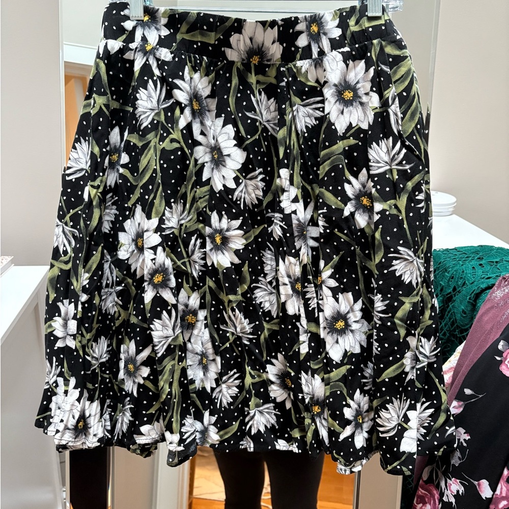 Floral Black and White Skirt